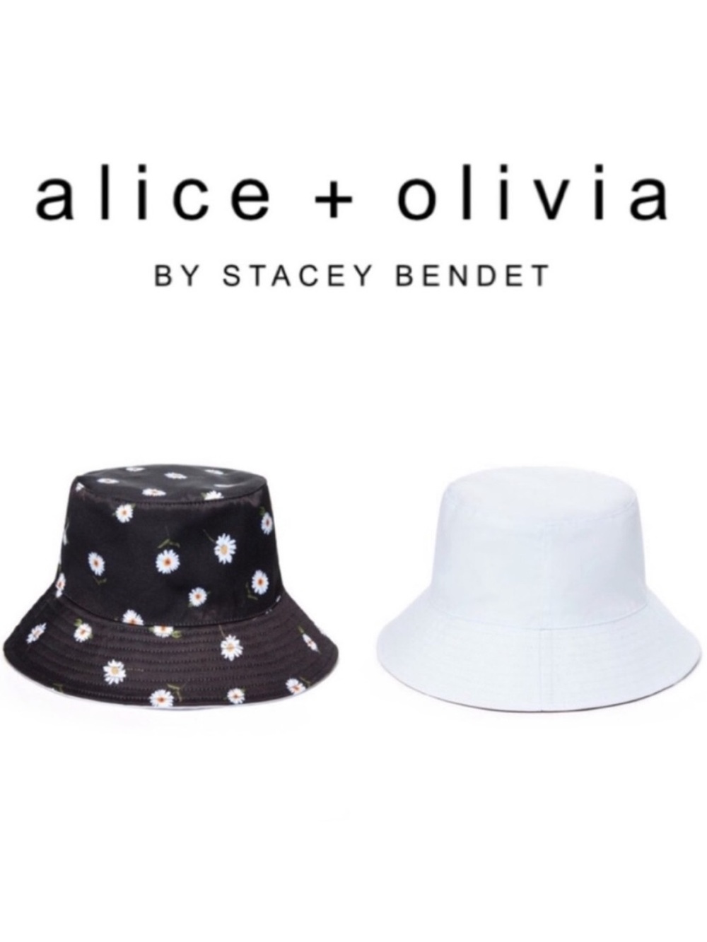NWT Alice + Olivia Black Daisy Bucket Hat - Picture 2 of 9